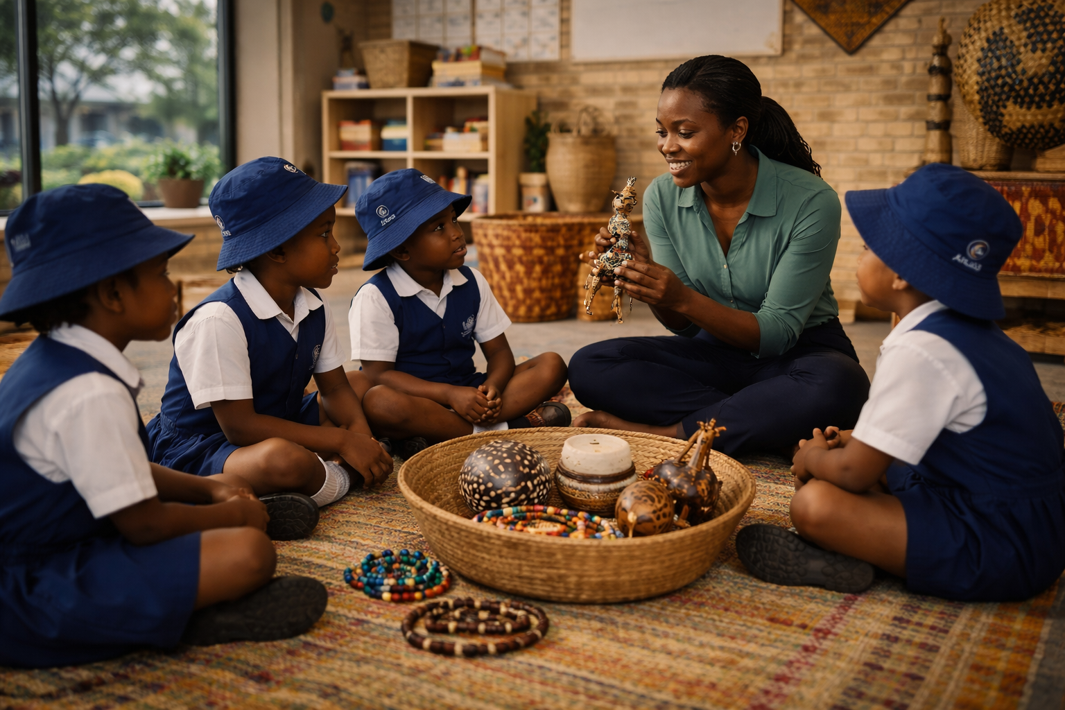 Teacher guiding young Atlas learners